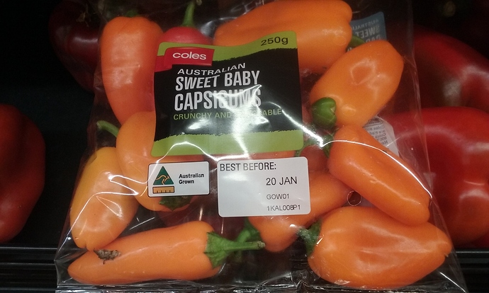 Coles Sweet Baby Capsicums 12.01.2020