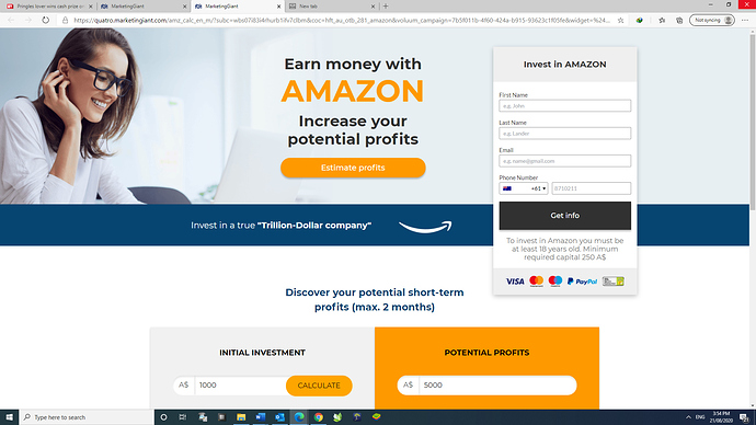Amazon Investment Scam #1 21.08.2020.